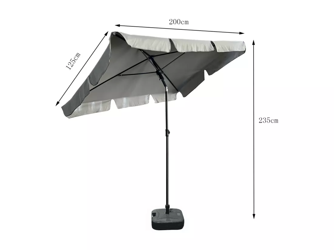 Parasol de plage FLOKS avec protection UV gris clair, Poids 2,8 kg Dimensions L200xl123xH235 cm