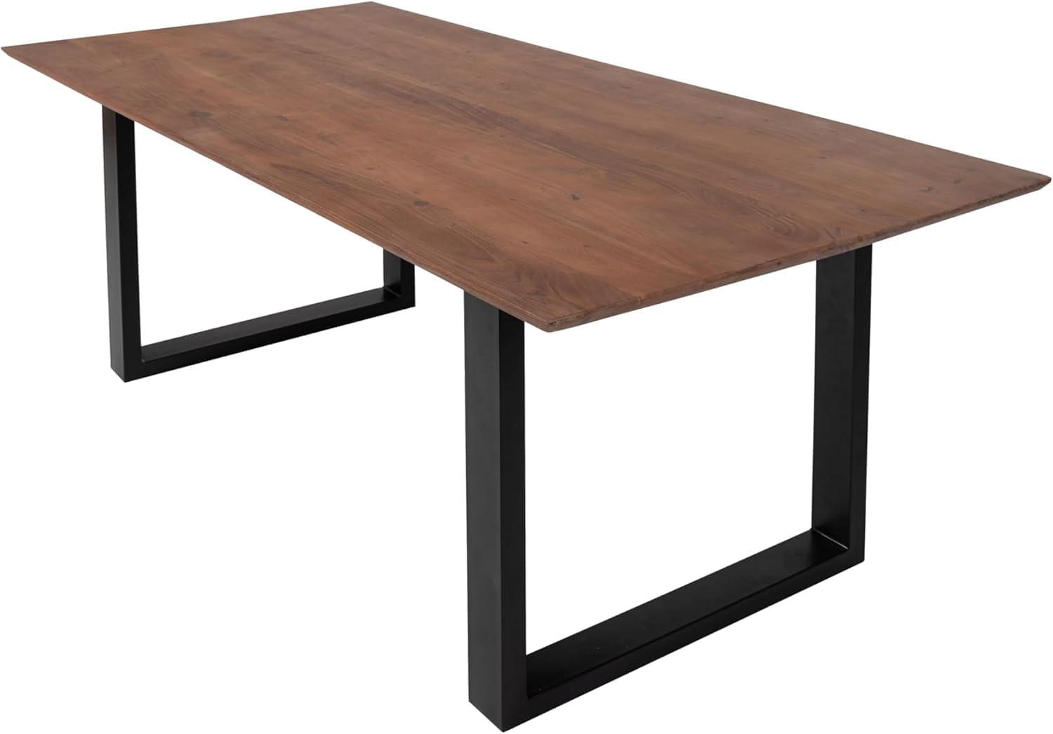 SAM Esstisch 260x100 cm Atlanta, Akazienholz massiv + nussbaumfarben, Esszimmertisch mit Schweizer Kante, U-Metallgestell Schwarz, massiver Holztisch, Tischplatte 26mm