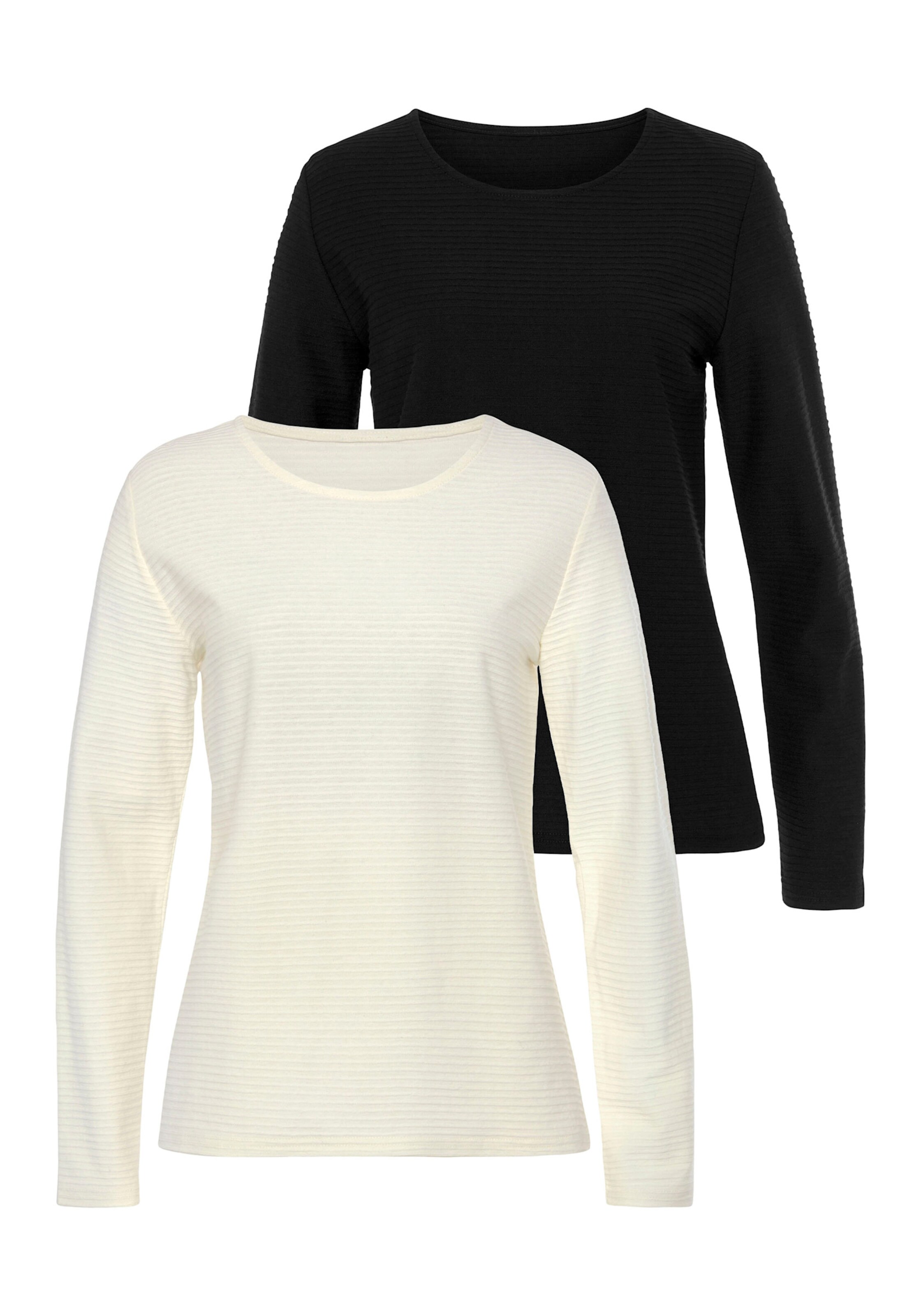 LASCANA Langarmshirt in creme, schwarz