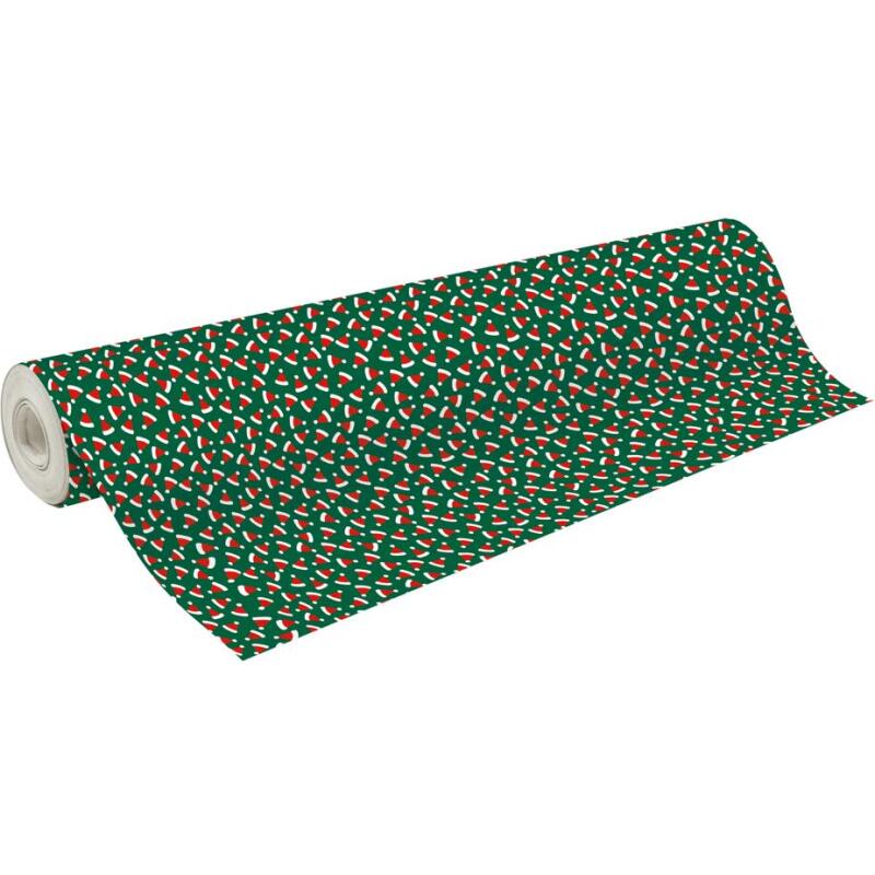 Papier cadeau Alliance, largeur 70 cm - Rouleau de 50 m, Bonnets Noël - Vert