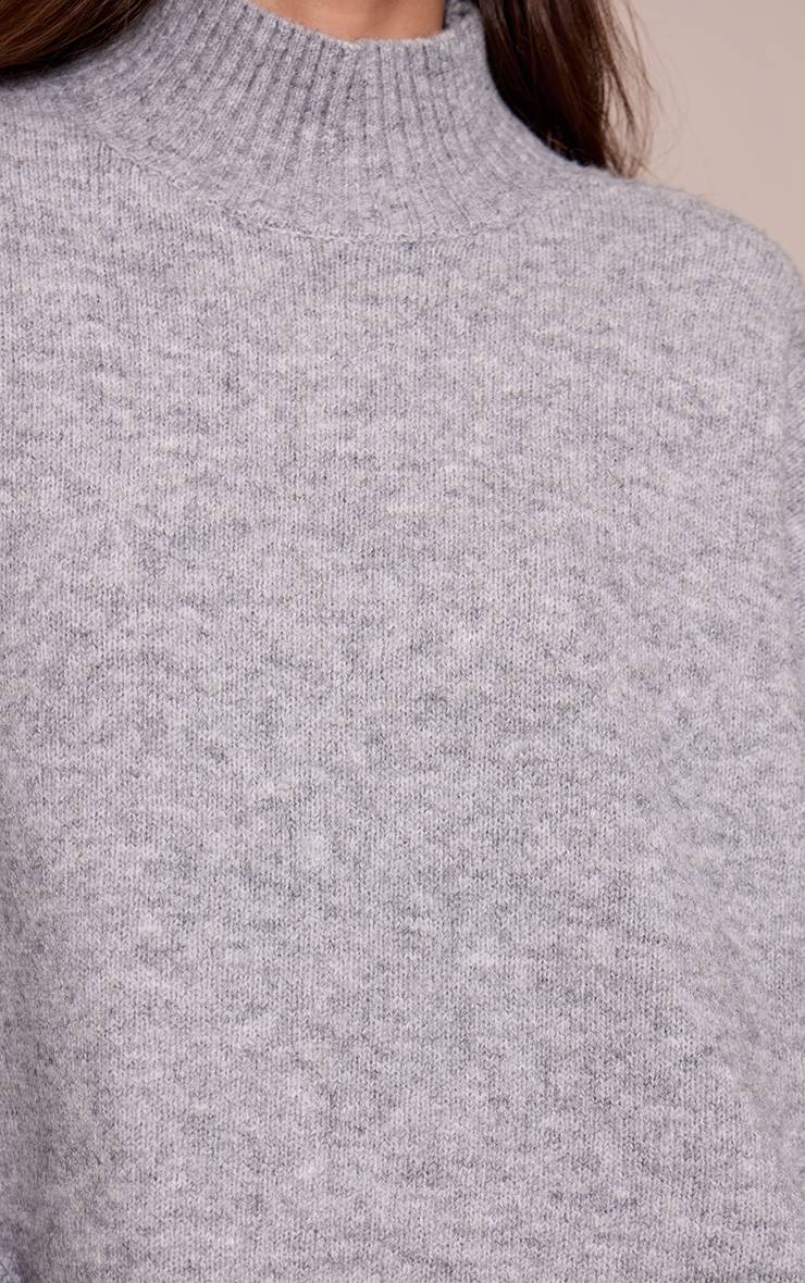 Gris Chiné Synthétiquell En Maille Surdimensionné À Col Polo