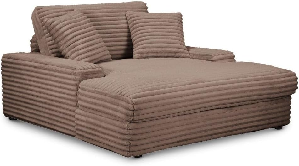 DecoInParis Canapé Droit méridienne 1 Place en Gros côtelé Doux Taupe DAHO DS5843928