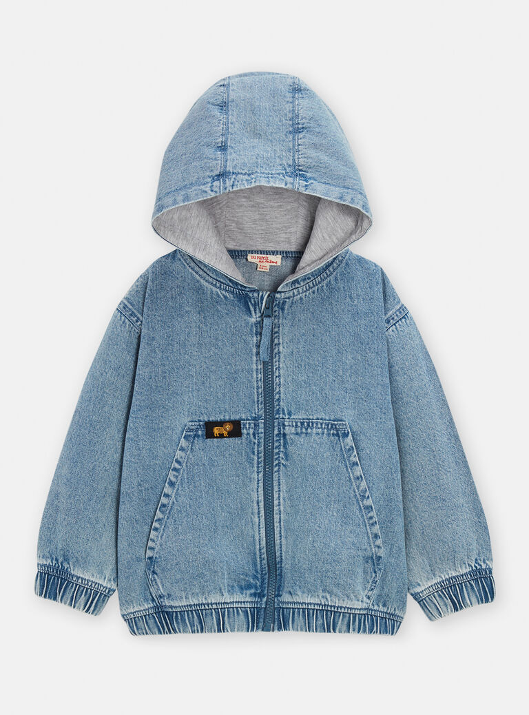 Gilet denim clair à capuche pour garçon