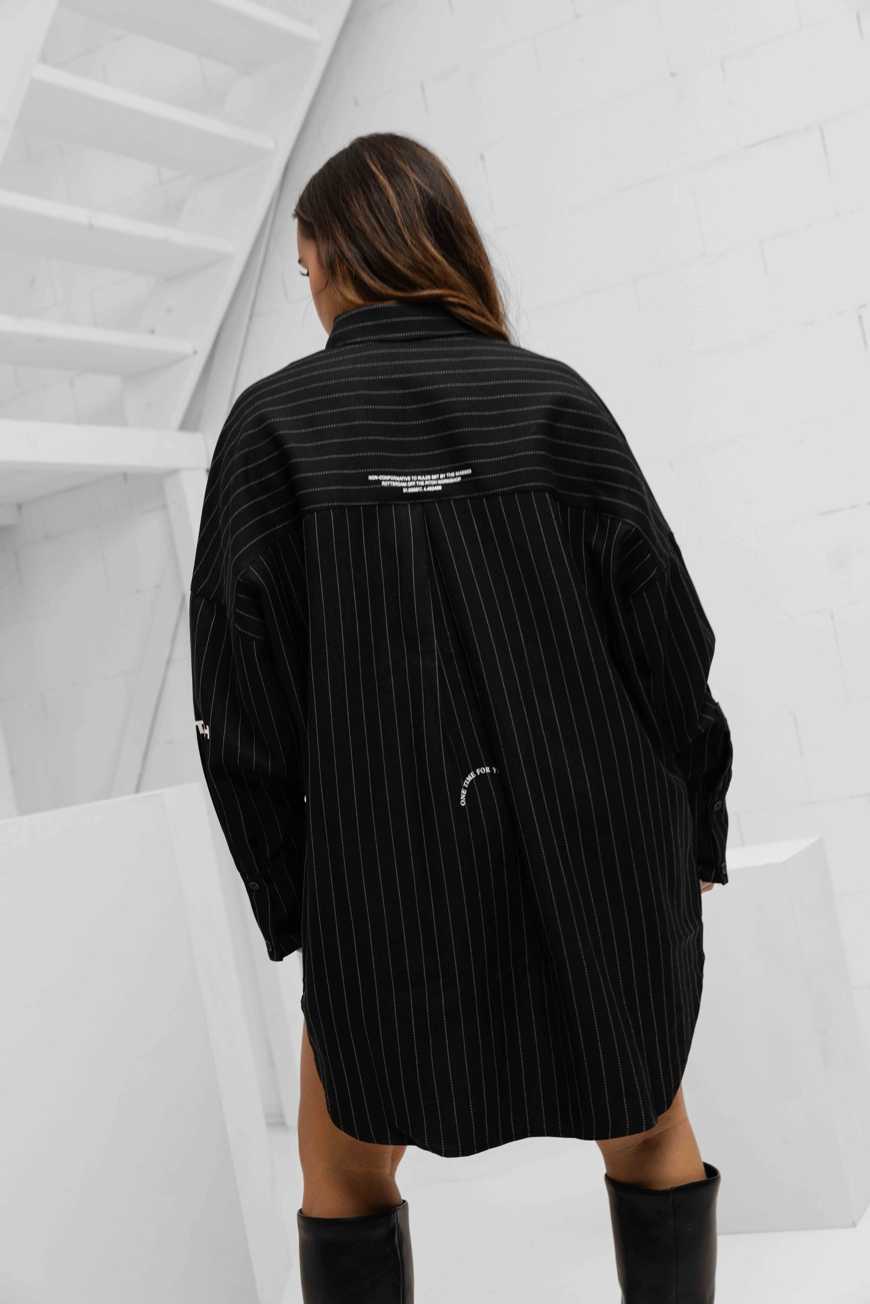 Off The Pitch Oversized Stripe Shirt Dames Zwart