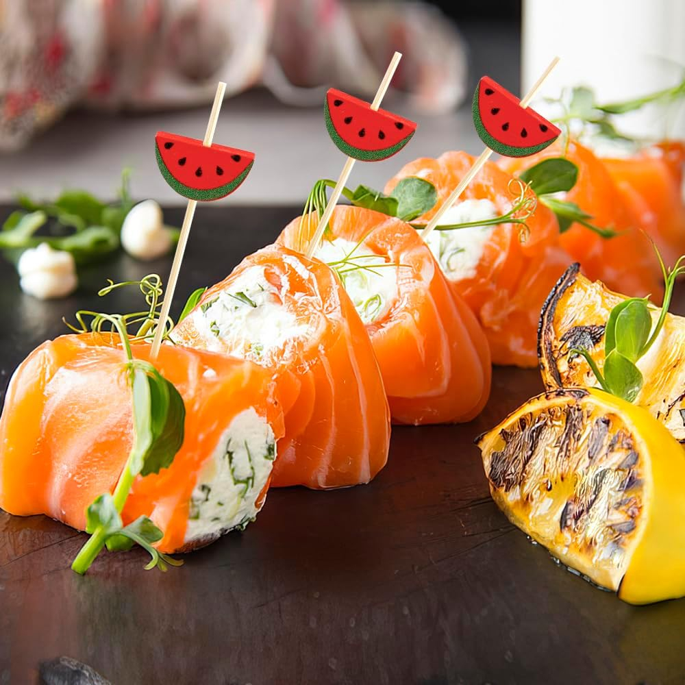 (95er Set) Cocktail Sticks Fingerfood Sommer Party Spiesse Deko Zahnstocher - Melone
