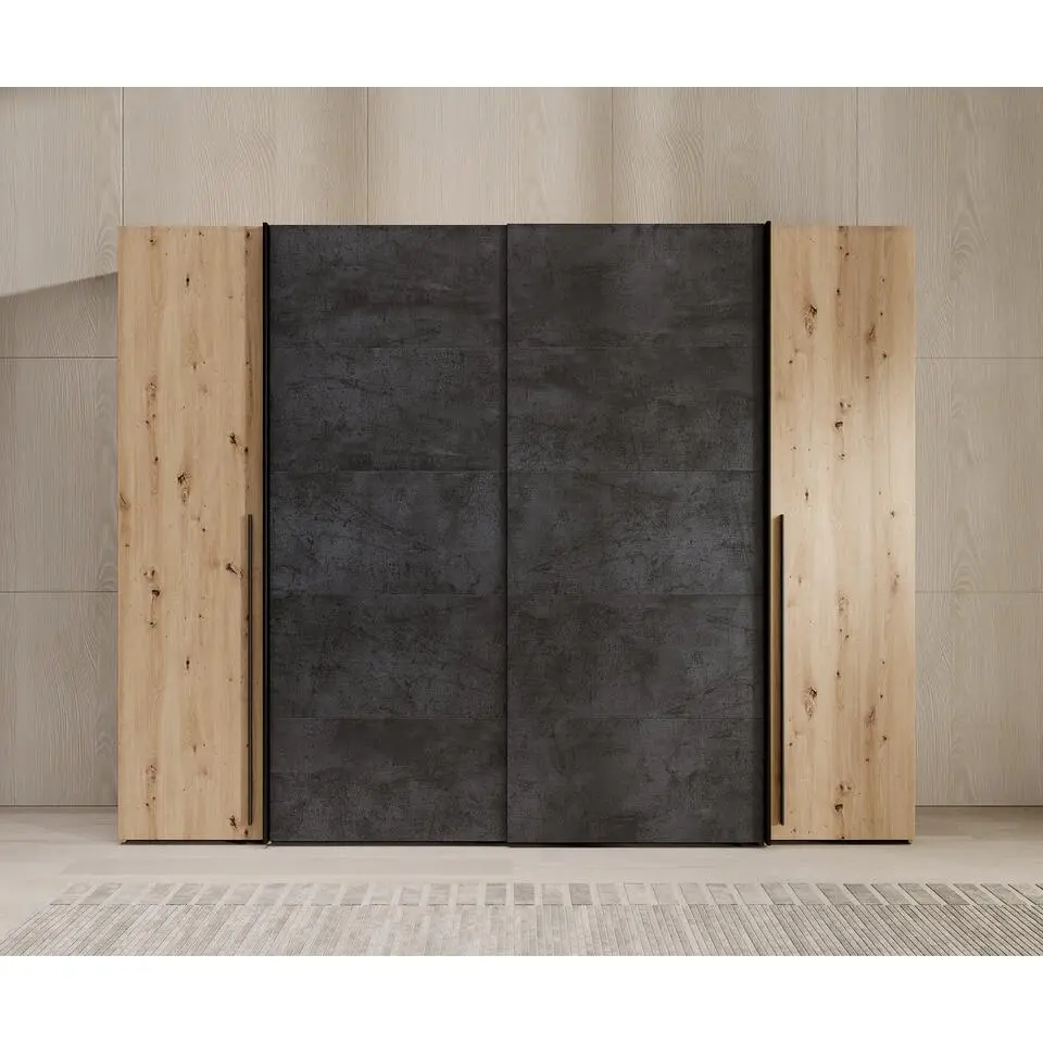 Meubella - Kledingkast Nassau - Eiken - Grijs - 270 cm