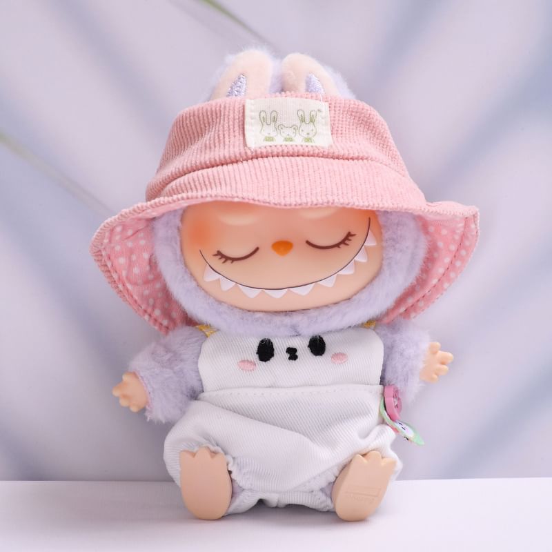Miumi - Set: Applique Bucket Hat + Animal Dungaree Poppenkleding - 17 cm (Diverse ontwerpen)