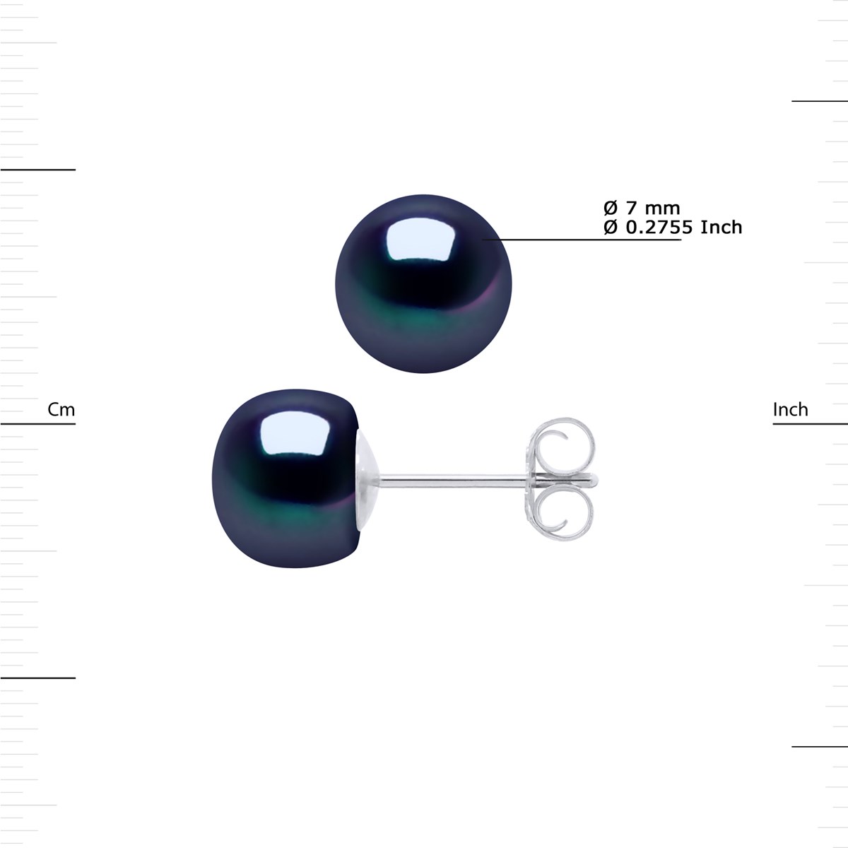 Boucles d'Oreilles Perles d'Eau Douce 6-7 mm Noires Argent 925