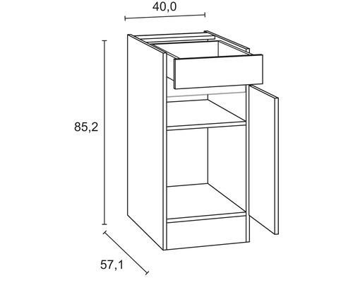 Optifit keukenblok met apparatuur Luca932 270 cm wit mat gedemonteerde variant omkeerbaar KMLU 2762E-0+