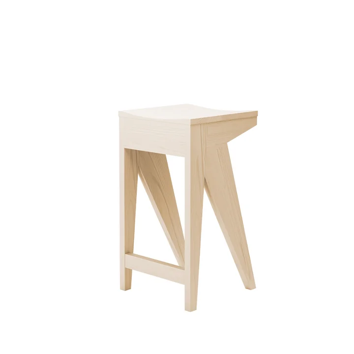 OUT Objekte unserer Tage - Schulz Barhocker H 65 cm, Esche gewachst mit Weisspigment