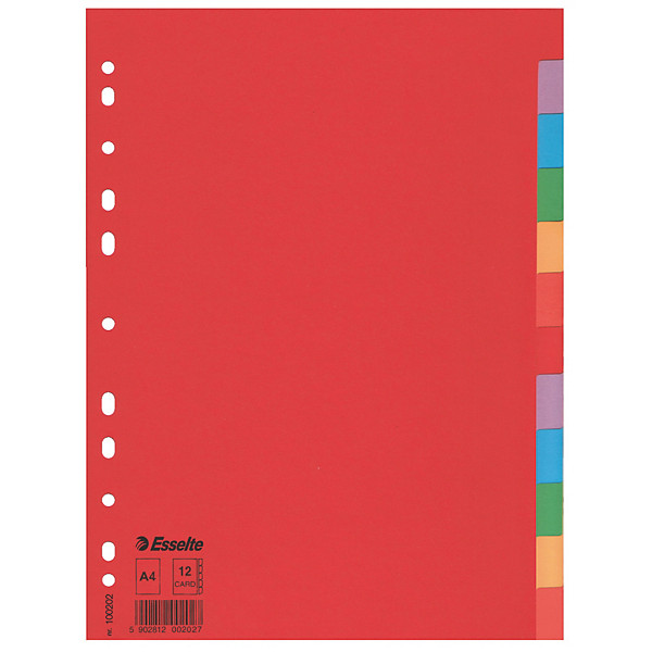 Intercalaires 12 touches multicolores Esselte format A4, lot de 2 jeux