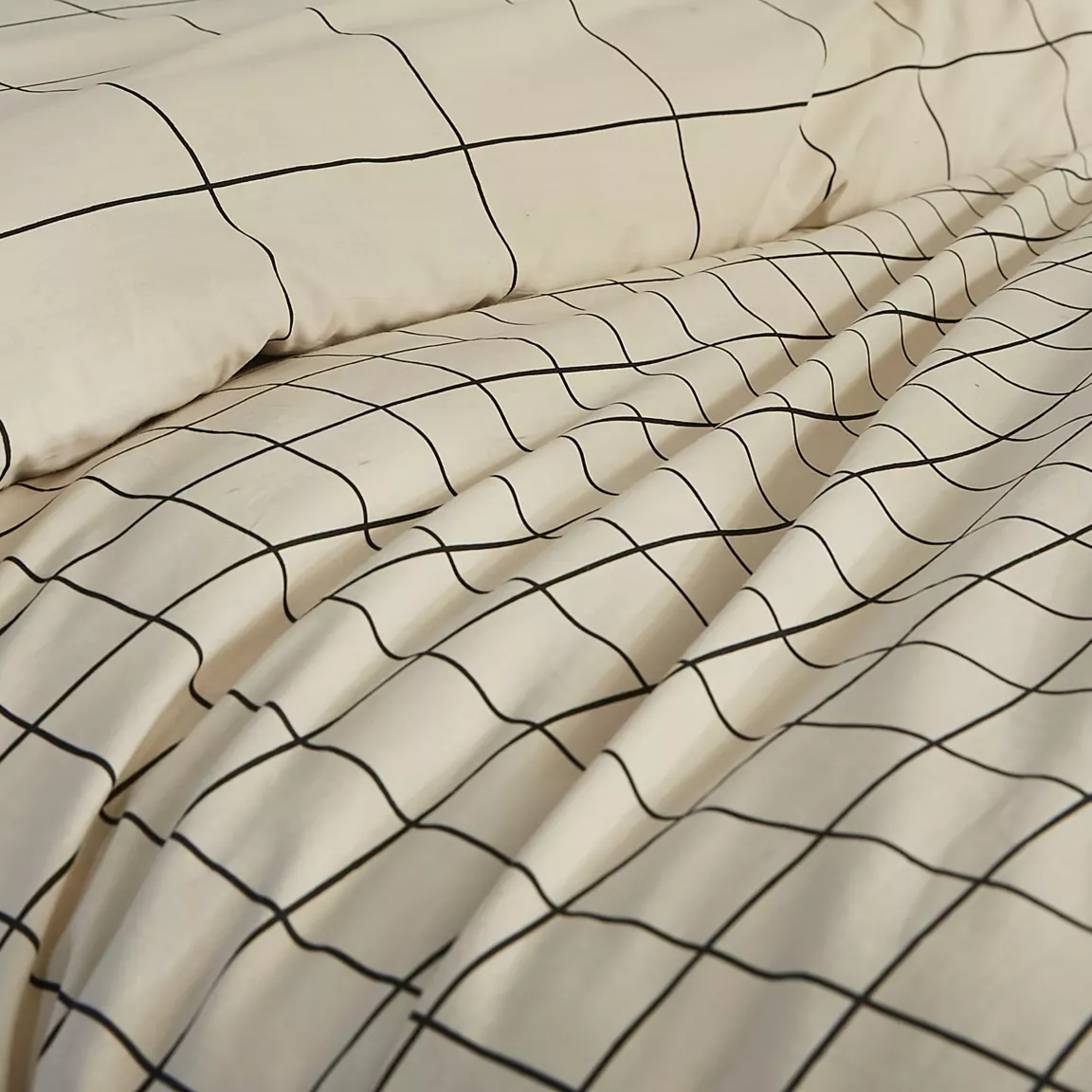 Housse de couette et deux taies coton (240 x 220 cm) Carrie Beige