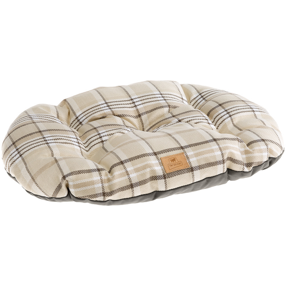 Coussin rembourré pour chiens et chats scott 65/6, double-face, écossais, velours doux, lavable, marron