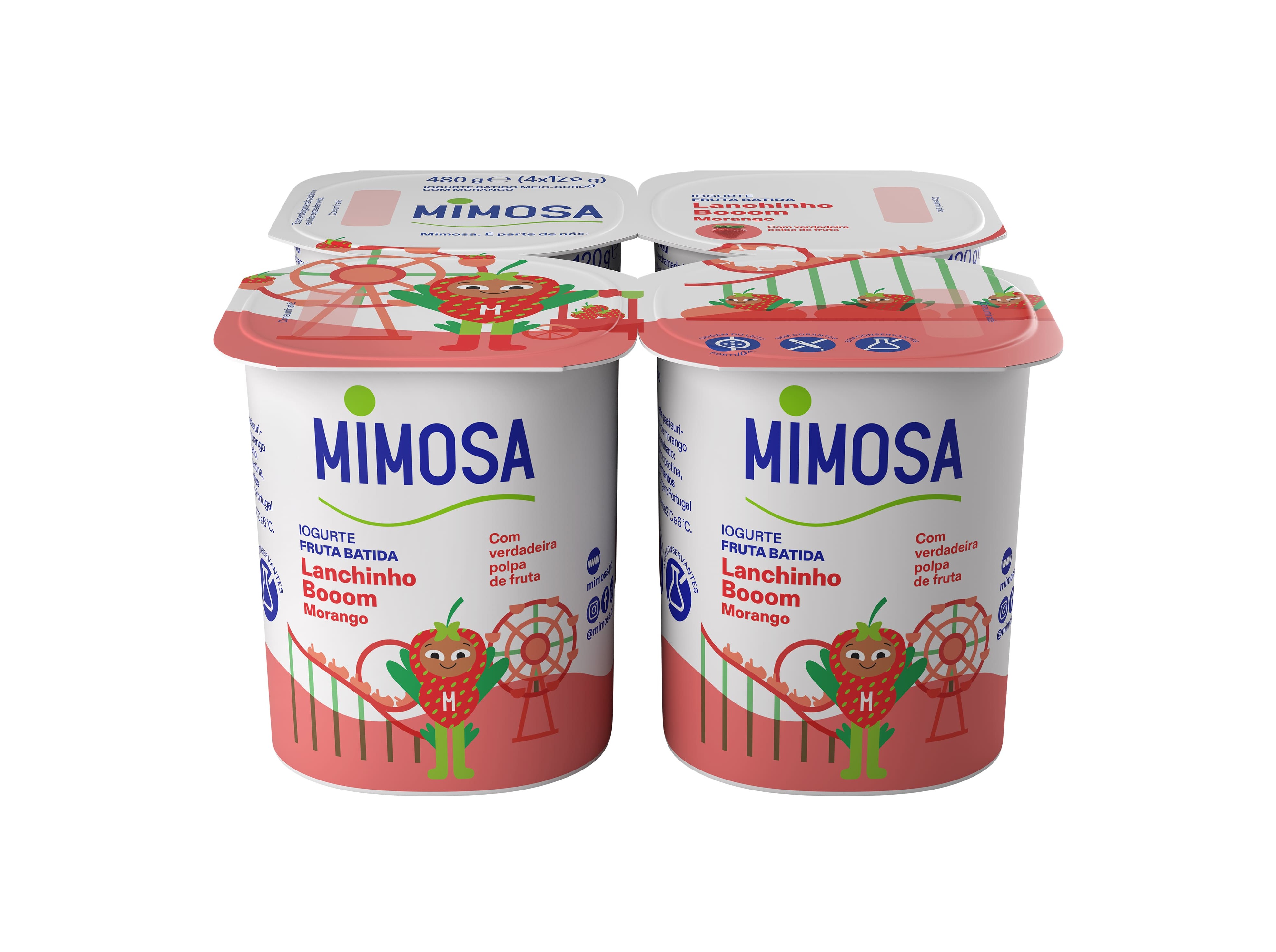 IOGURTE MIMOSA BATIDO POLPA MORANGO 4X120G