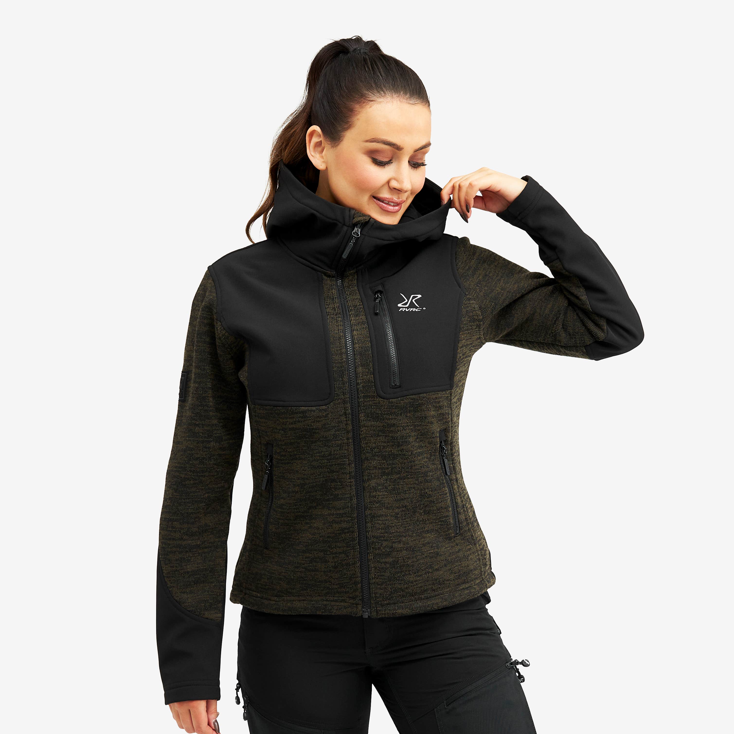 Wander Pro Wool Hoodie Dame Dark Olive