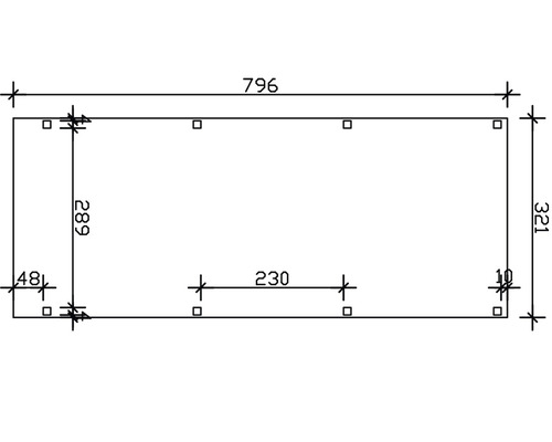 SKAN enkele carport, hout, Grunewald, 321 x 796 cm, natuurlijke afwerking