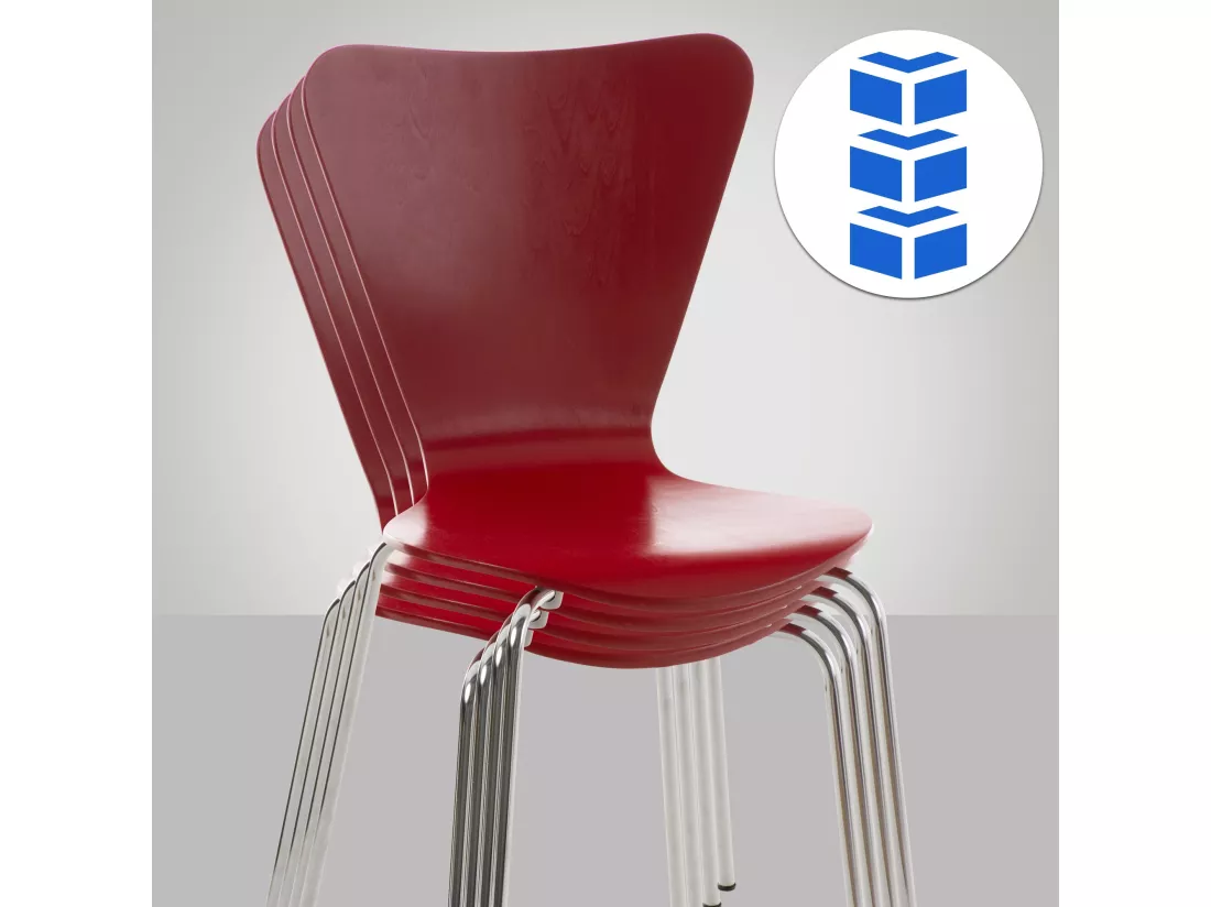 Lot de 8 Chaise de conférence - Bois & Nature - Rouge - Calisto
