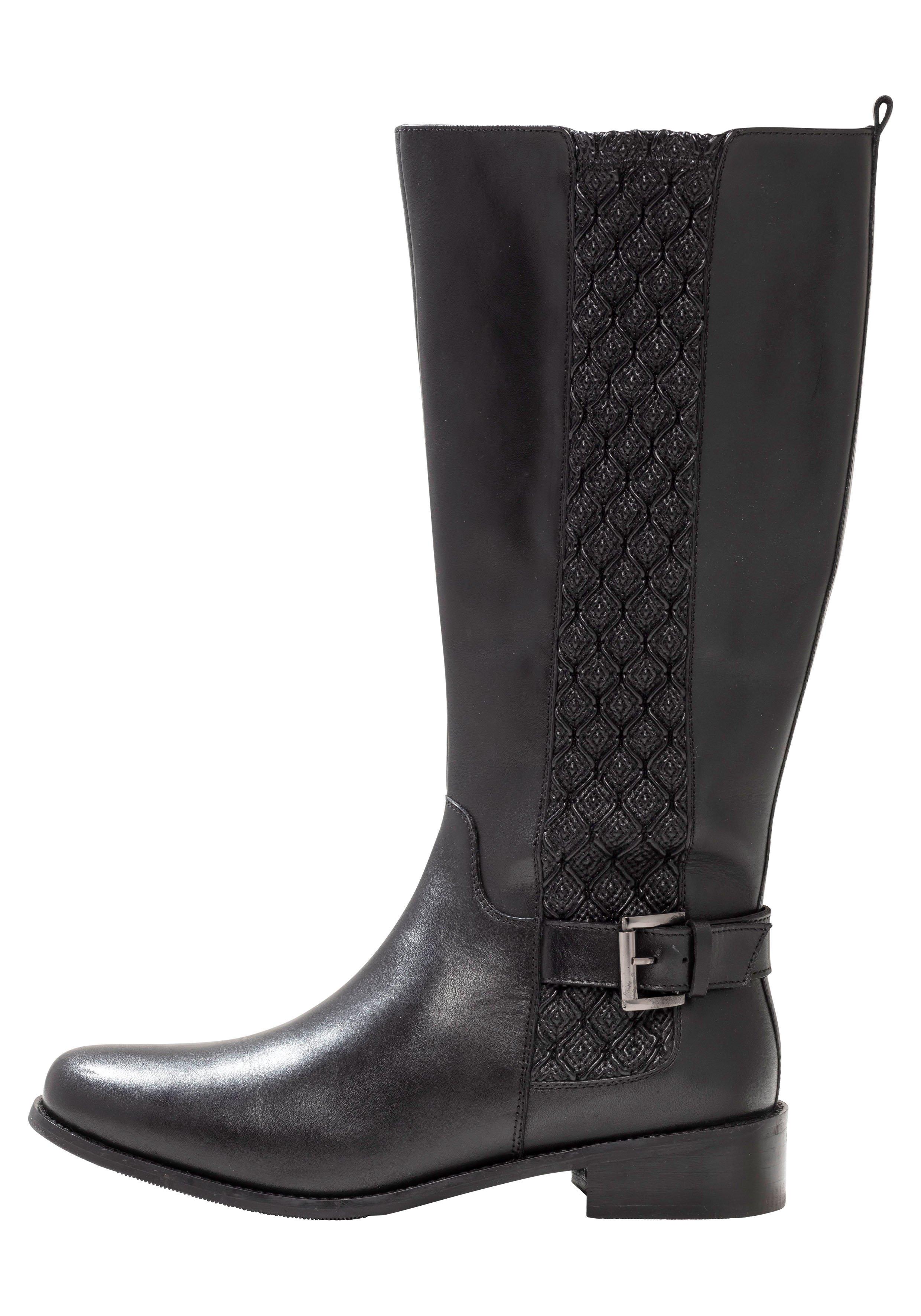 Weitschaftstiefel aus Leder, mit Schnallenbändern