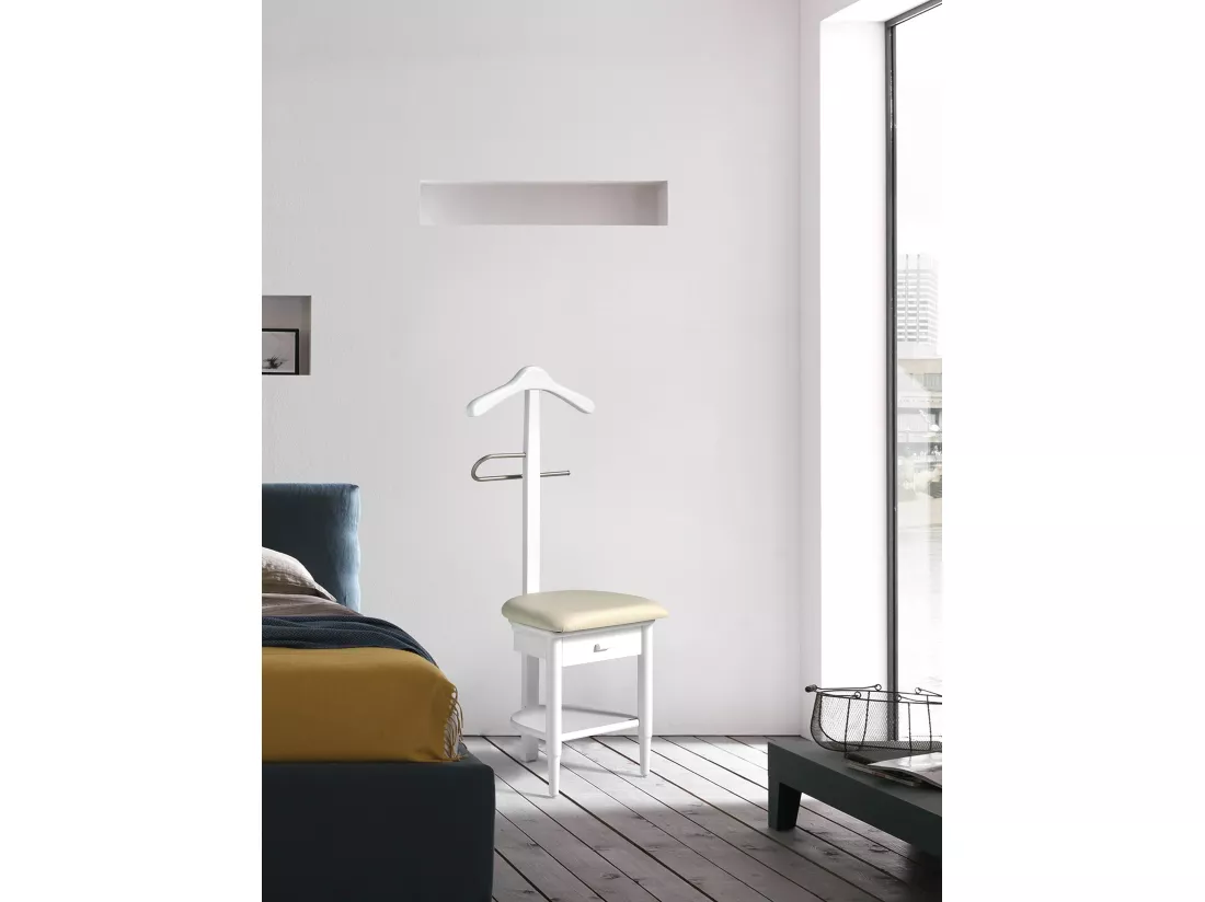 Valet de nuit - H115cm x L45cm x P41cm - hêtre massif blanc - Stanza