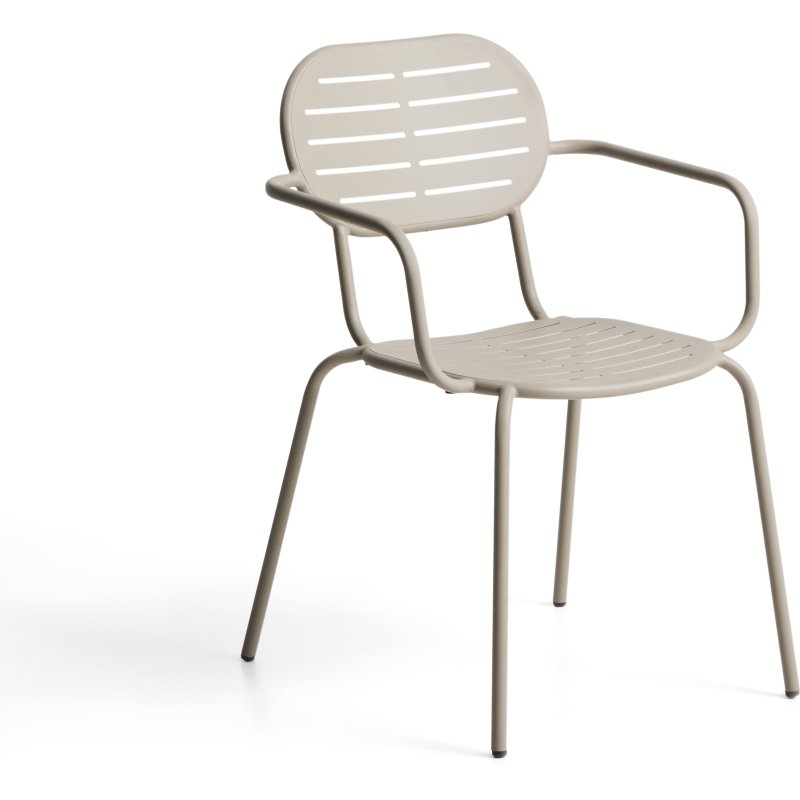 Chaise empilable d’extérieur Brai avec accoudoirs en acier galvanisé taupe