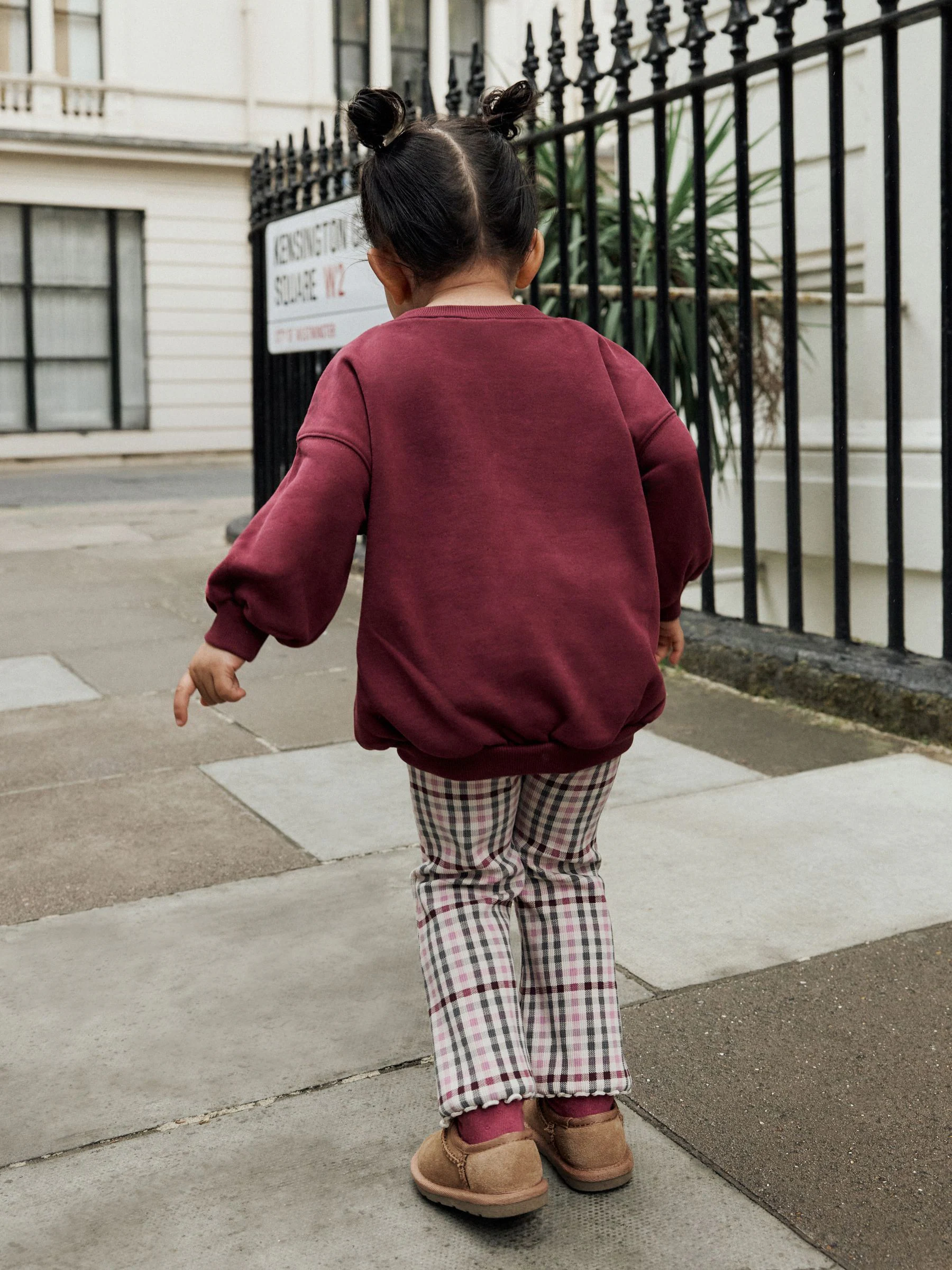 Burgundy Red Check Mouse - Set van sweatshirt en uitlopende legging (3 mnd - 7 jr)