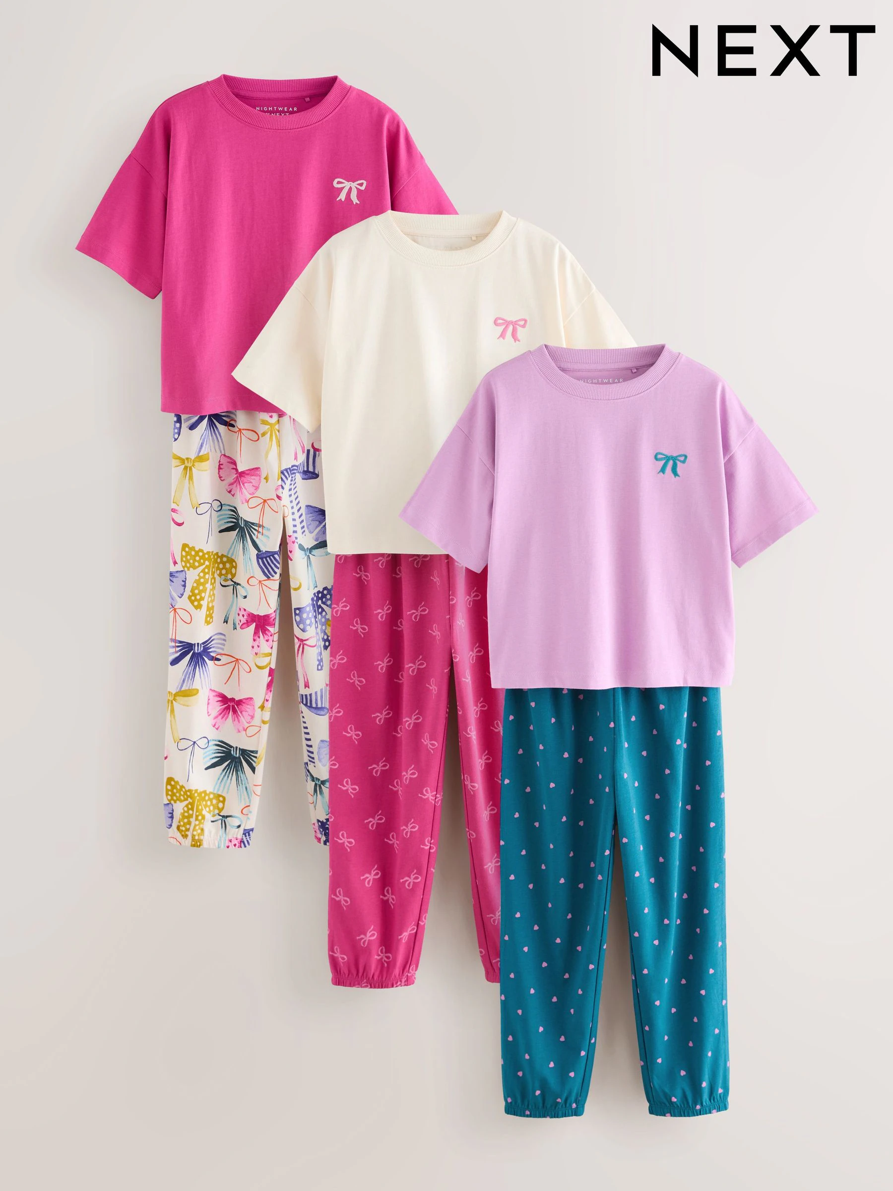 Bows Bright - Verpakking van 3 pyjama's met joggingbroek (3-16 jr)
