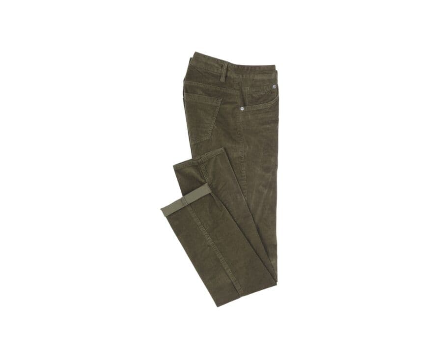 Pantalon 5 poches velours homme Olive - KARS