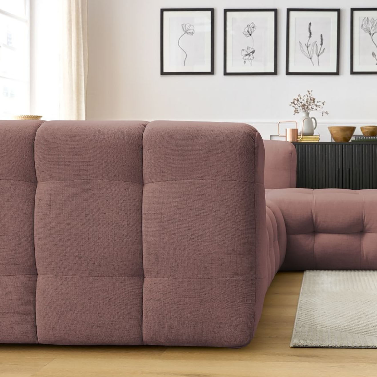 Bobochic Canapé d'angle droit cloud rose - 288x184x75 cm