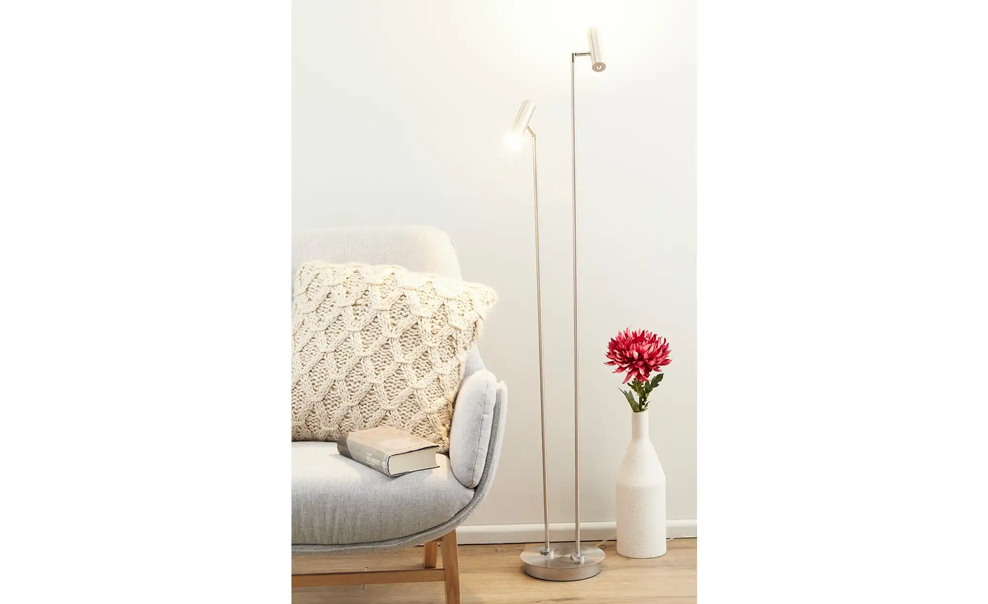 HELL-höllisch gutes Licht LED-Stehleuchte, 2-flammig, Nickel-matt