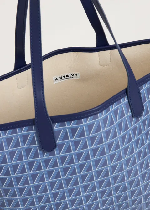 Shopper met print blauw (BLW.D)