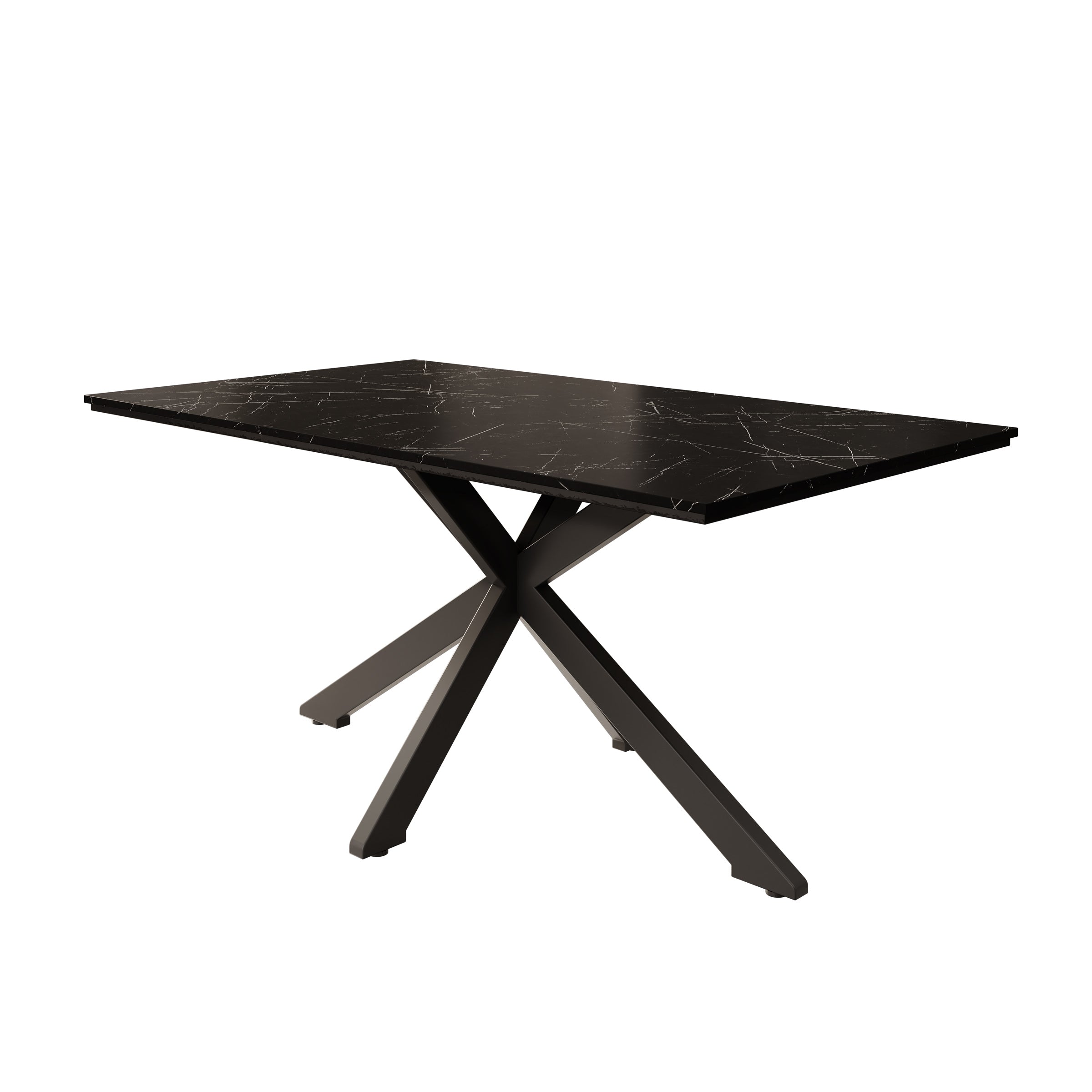 Wabe - Eetkamertafel - Zwart marmerlook - 160x90x74 cm