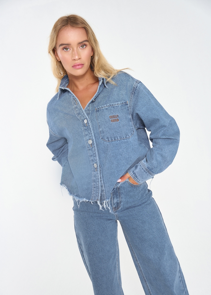 Denim blouse midden blauw