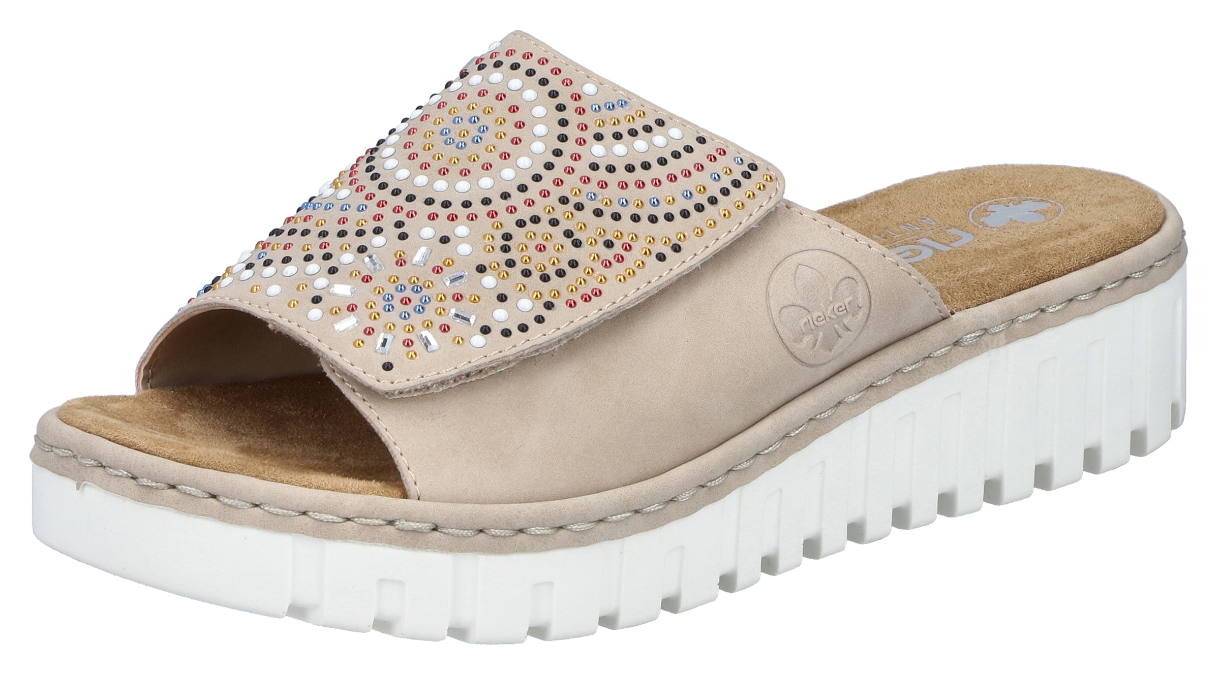 Rieker Pantolette  Sommerschuh, Strandschuh, Hausschuh mit regulierbarem Klettverschluss