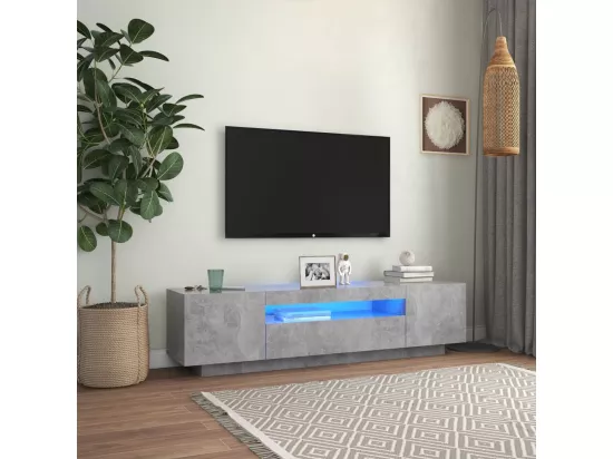 Meuble TV avec lumières LED gris béton 160x35x40 cm