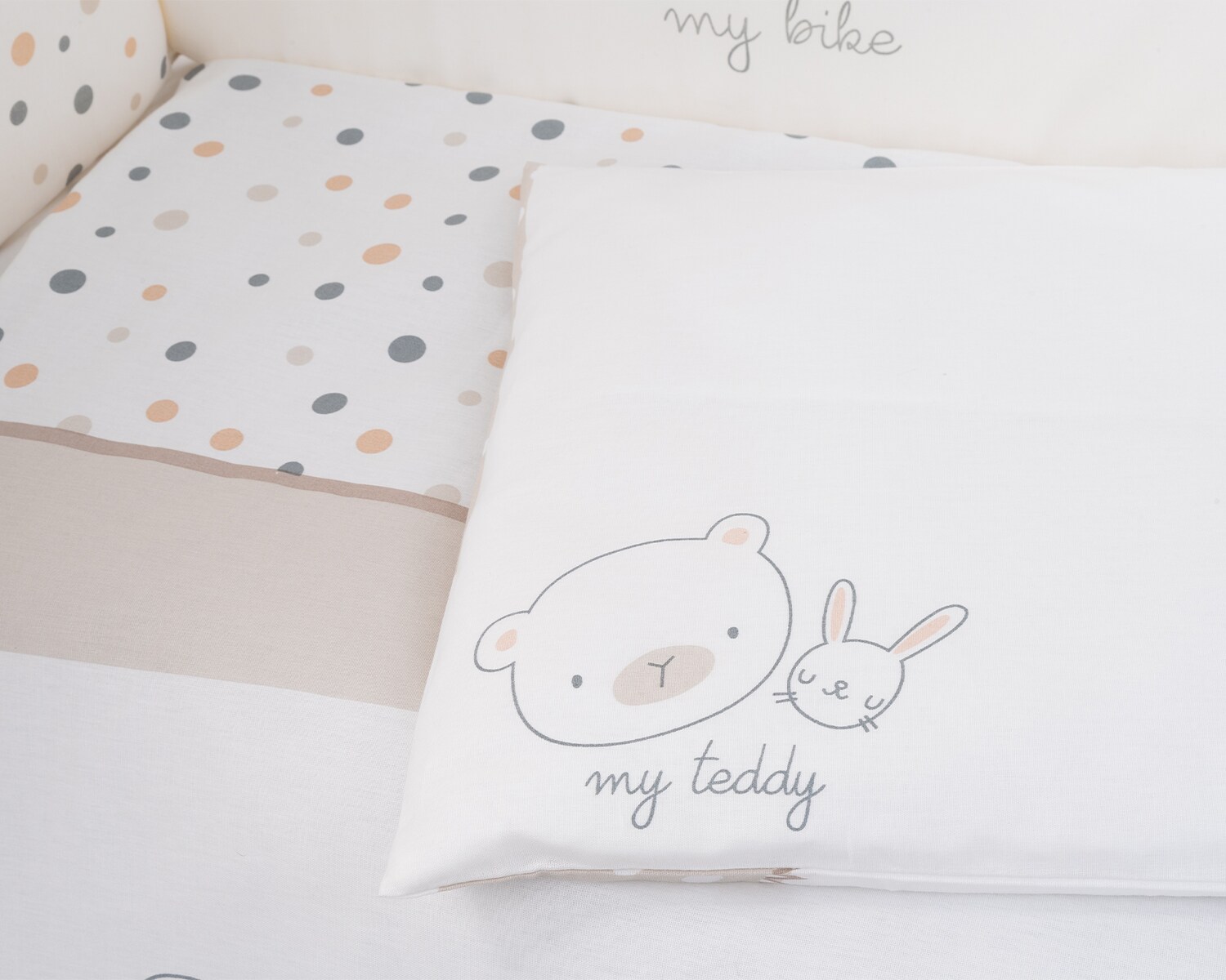 Kikkaboo Babybettwäsche My Teddy 6-teilig Decke 135 x 95 cm Kissen 45 x 35 cm weiß