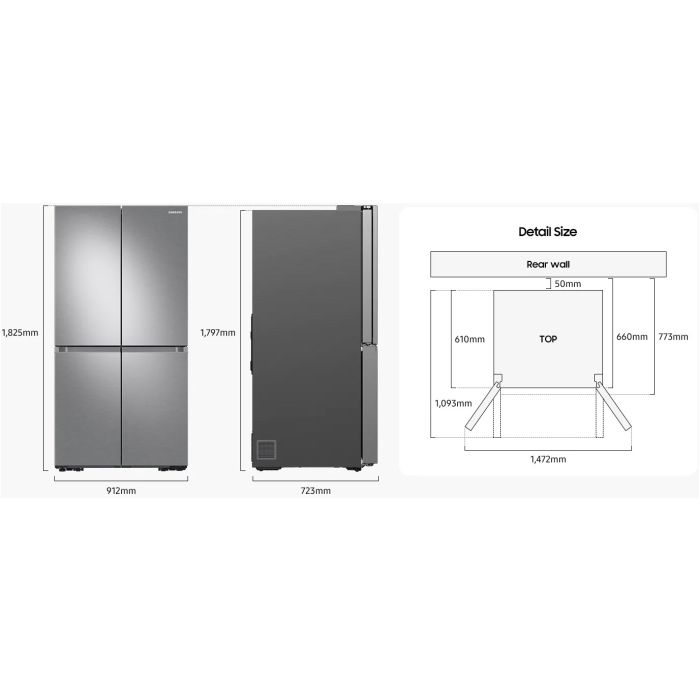 Samsung Side-by-Side RF 65A96768A/EG Clean White & Clean Navy - Festwasseranschluss