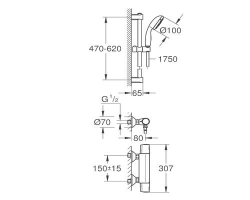 GROHE Douchemengkraan met Thermostaat PRECISION TREND chroom 34237002