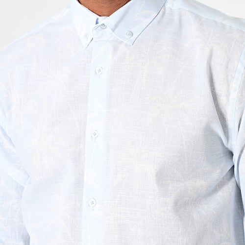 Chemise Manches Longues Floral Bleu Ciel
