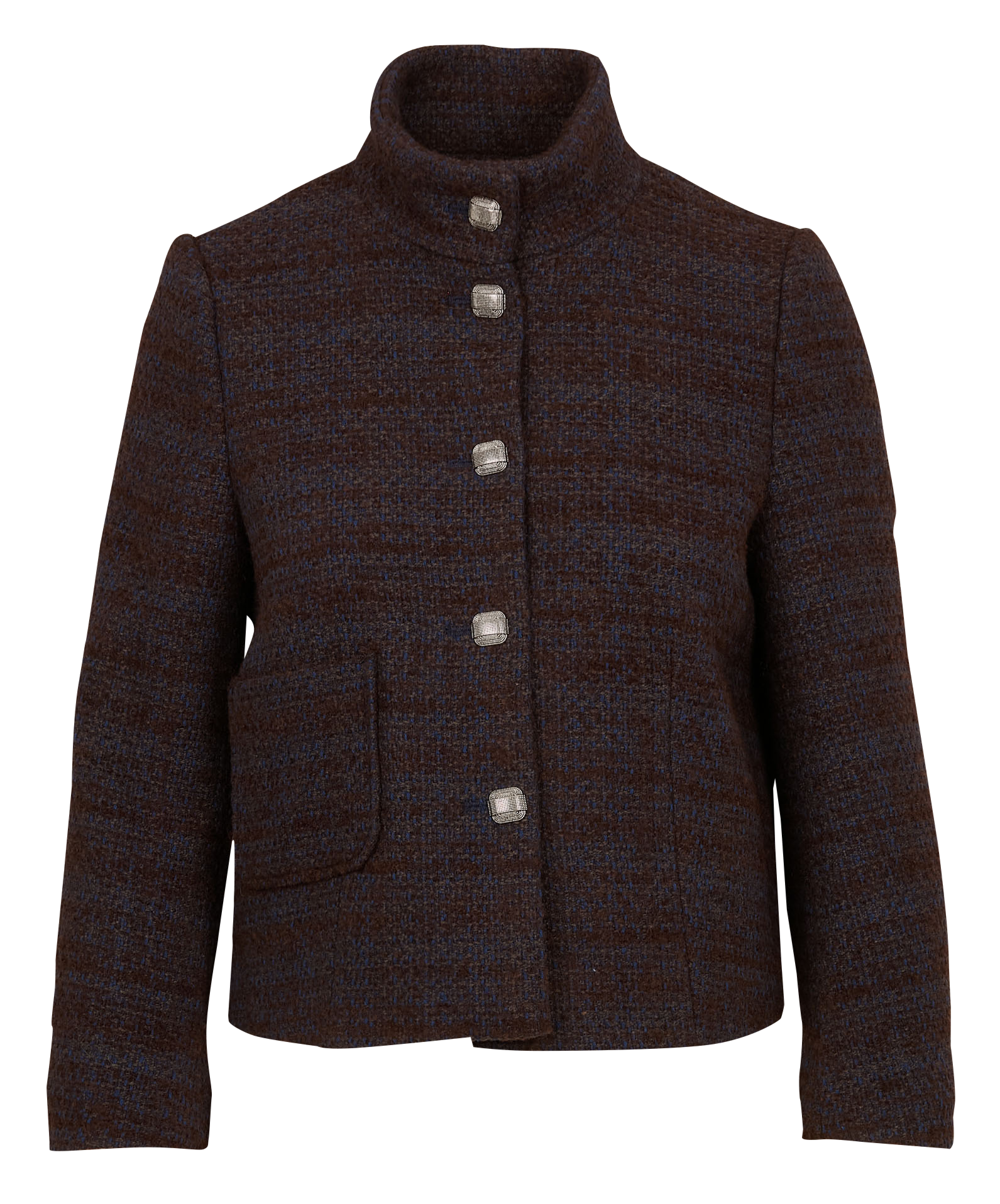 BAGO - Veste droite col montant en coton mélangé | Marron