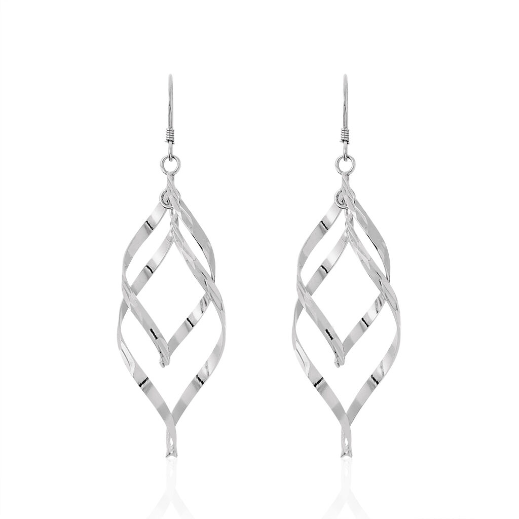 Boucles D'oreilles Pendantes Lisi Argent Blanc