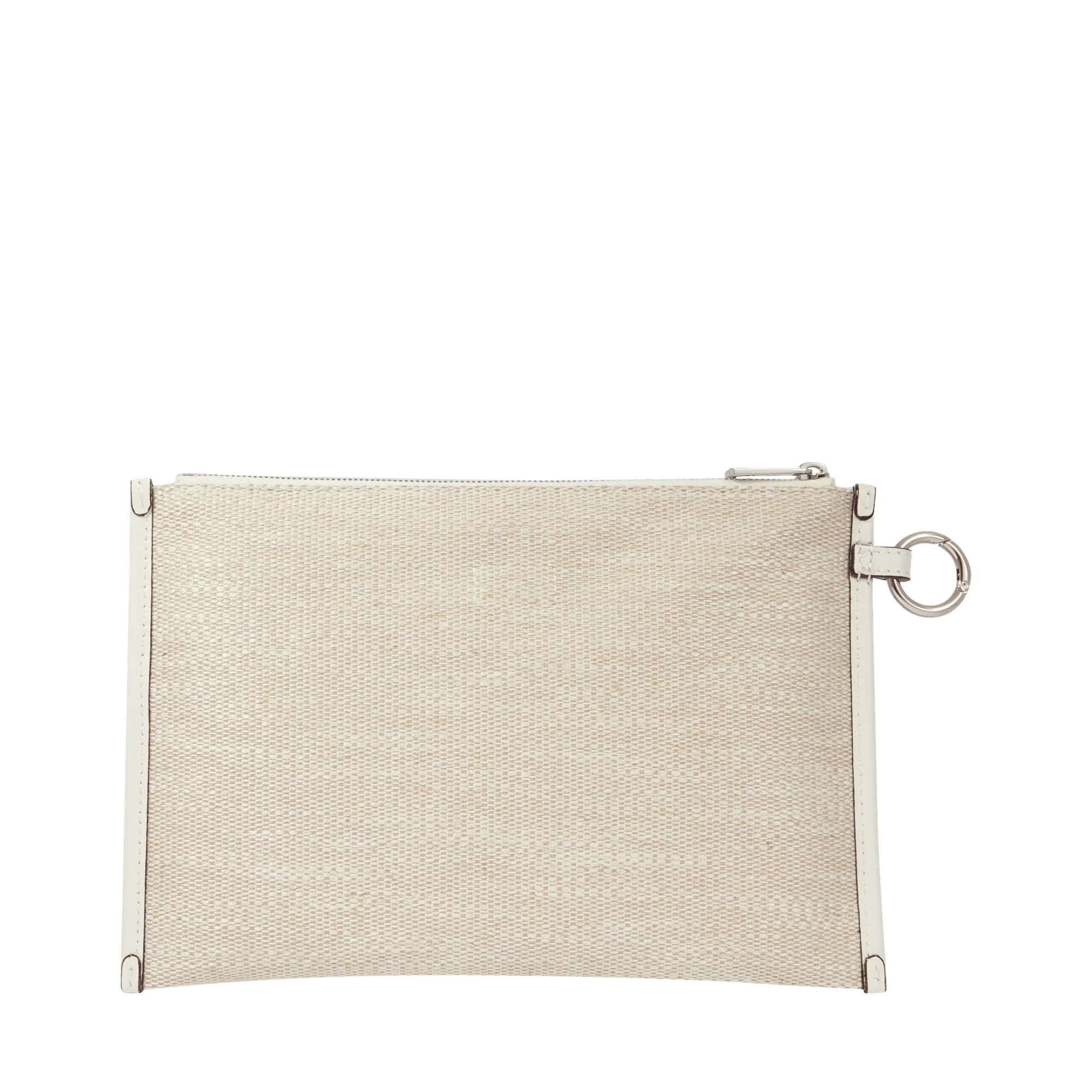 L zipped pouch Summer Tote-Naturel/Blanc