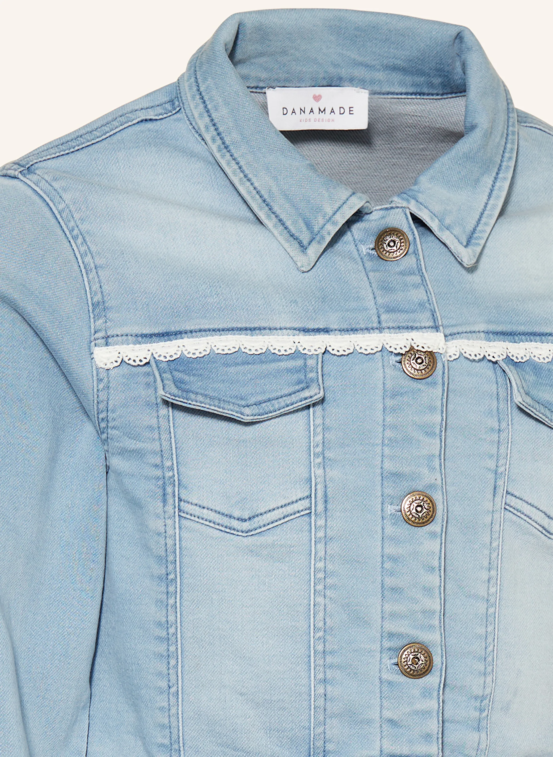 DANAMADE Jeansjacke mit Spitze und Pailletten