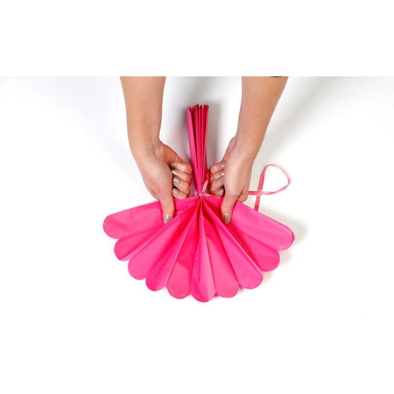 PAPIER DE SOIE, Set de 3 pompons à suspendre Ø30x1 et Ø40x2 - Cyclamen