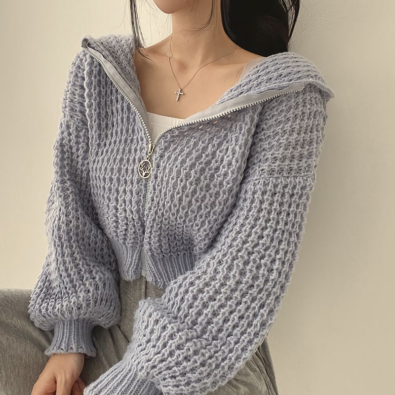 Bikkerd - Effen gebreide hoodie met rits