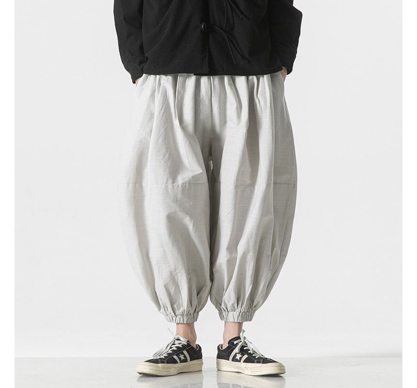 Blueforce - Effen cropped harembroek met elastische taille