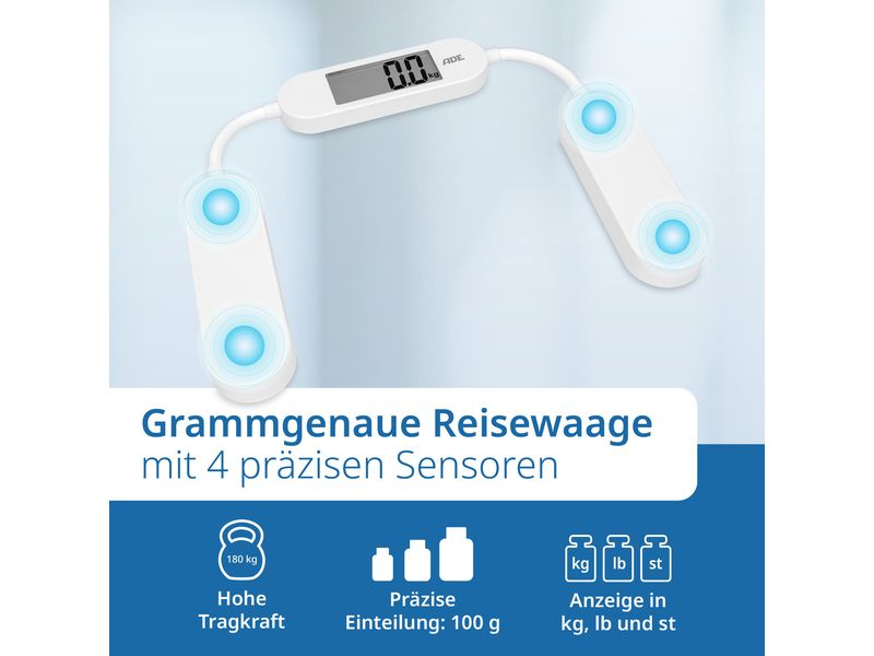 ADE Personenwaage Martha Weiss Digitale und faltbare Reisewaage