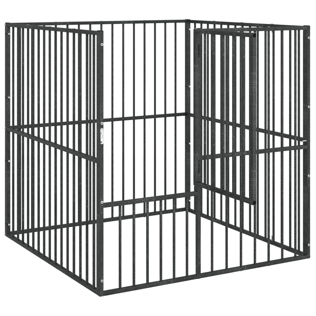 Parque para cães vidaXL com 12 painéis, aço galvanizado preto