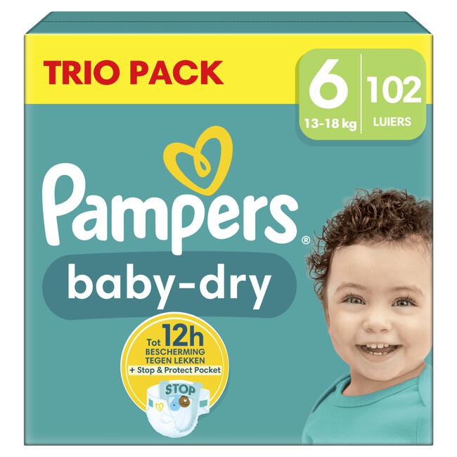 Pampers Baby Dry Trio Pack Luiers Maat 6 13-18 KG 102 stuks