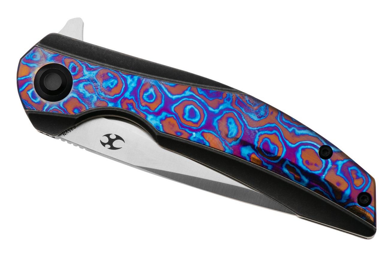 Kansept Accipiter K1007E3 Satin CPM S35VN, Blackwashed Titanium, Timascus Inlay, zakmes, Kim Ning design