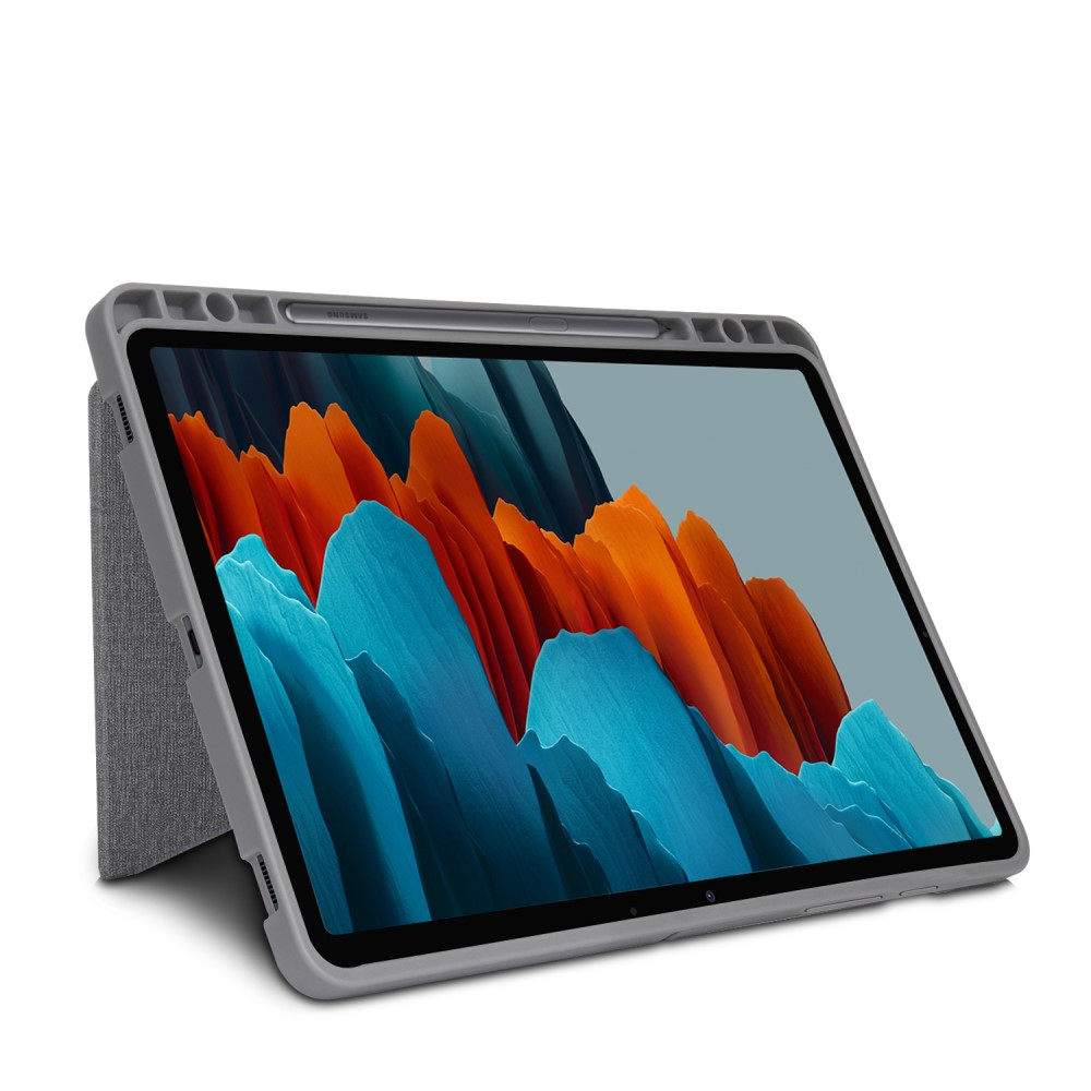 Samsung Galaxy Tab S8  Plus / Tab S7  Plus / Tab S7 FE 5G Leder Tasche Smart Cover Origami Flip Case - Grau